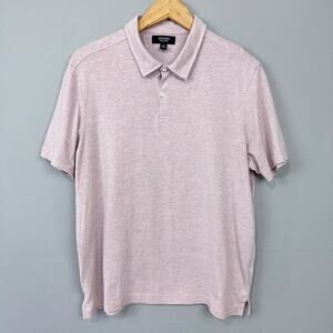 Nordstrom Mens Shop Polo Shirt Size L Heathered Pink‎ Knit Minimalist Top Casual